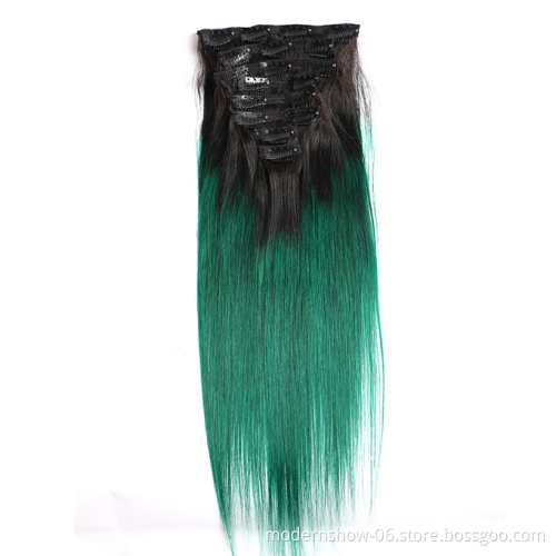 High Quality Wholesale Cuticle Aligned Cheap Colored  Brazilian Clip In Hair Extension